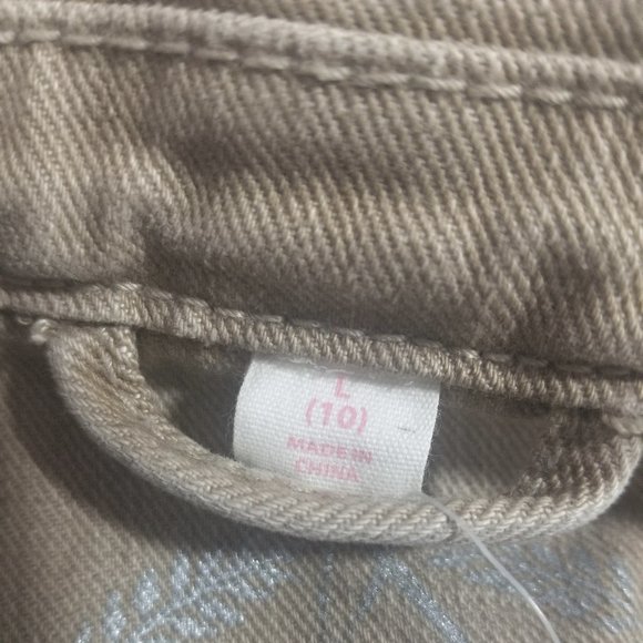 Girls GAP KIDS Youth L(10) Beige Tan Denim Button-Up Long Sleeve Jacket Pockets - Picture 2 of 13